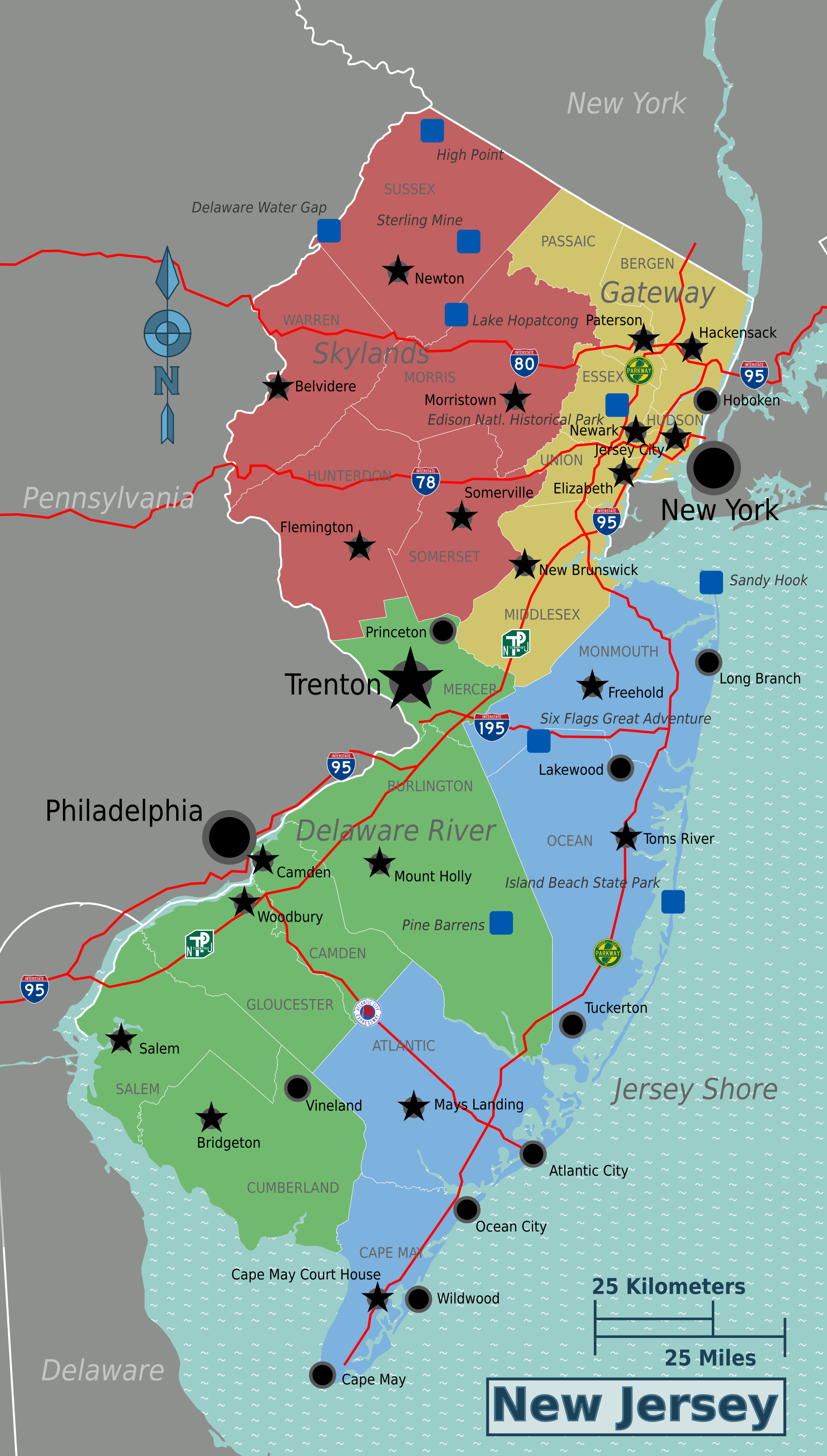 ロングビーチアイランド、ニュージャージー州地図アート - ニュージャージー州ポスタープリント - Etsy 日本