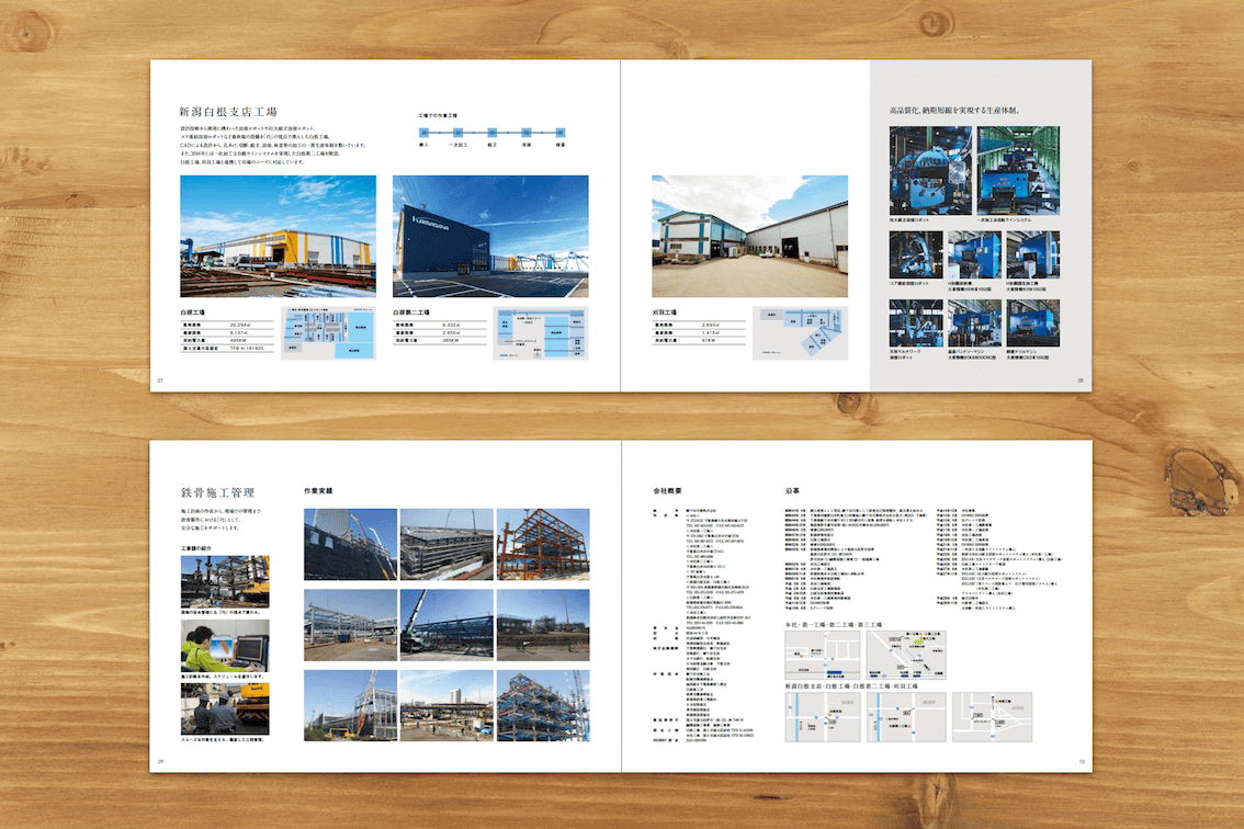 無料パンフレットテンプレート – 製造業を中心とした汎用性のあるパンフレット会社案内デザインASOBOAD