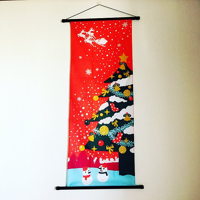 ブルックリンテイストのタペストリーにも☆セリアのクリスマスてぬぐい☆