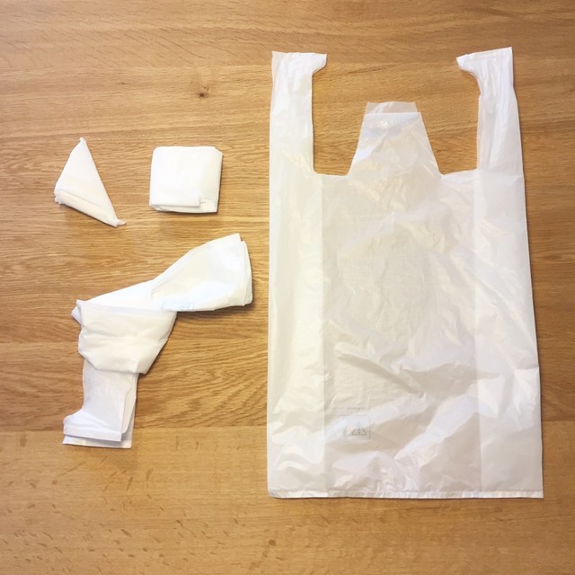 レジ袋のたたみ方シリーズ フックに吊るしてもかわいい◎トートバッグ折りポリ袋・ゴミ袋のサニパック