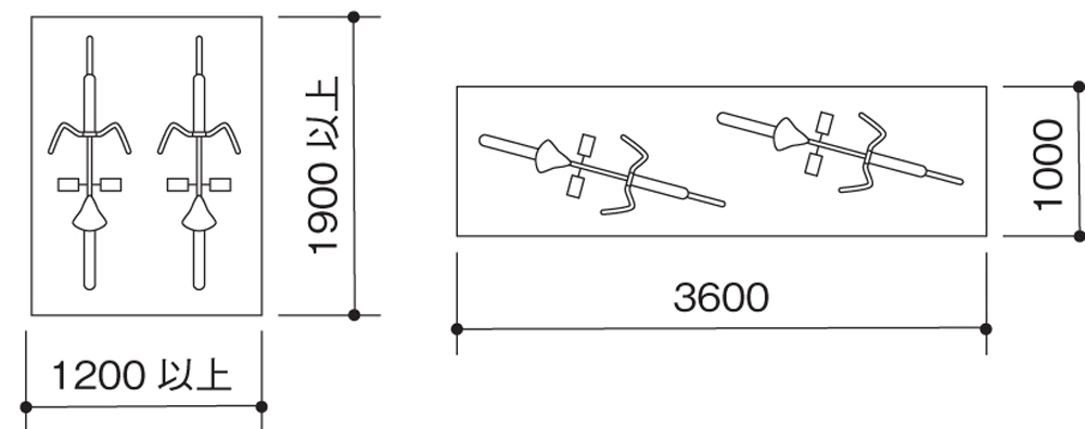 バイク駐車場あり。二輪、四輪の月極駐車場 四輪車入庫サイズ