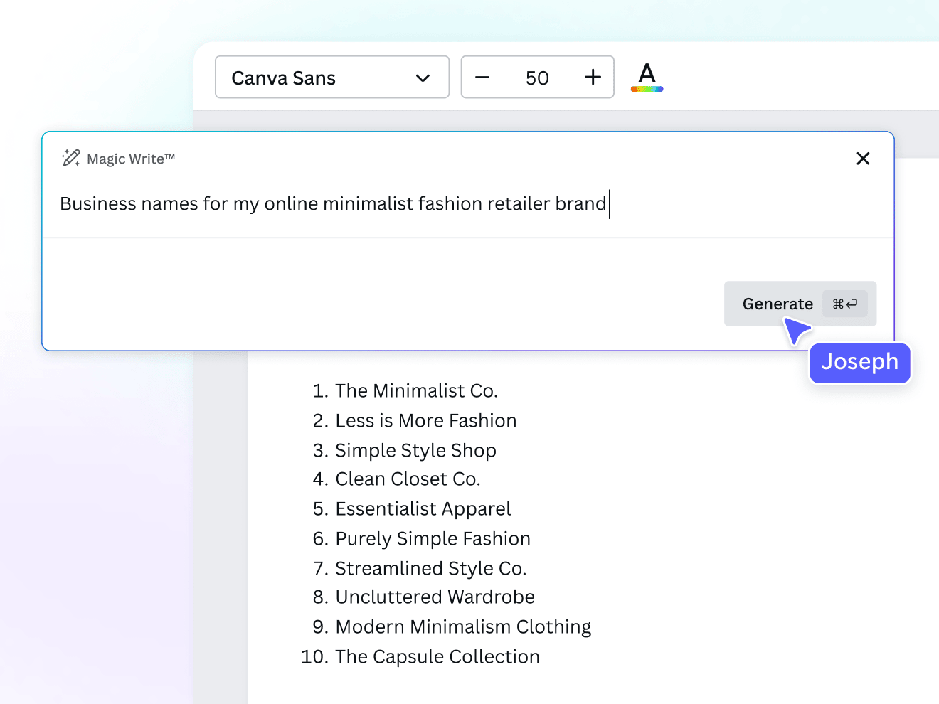 会社名ランダム生成Canva