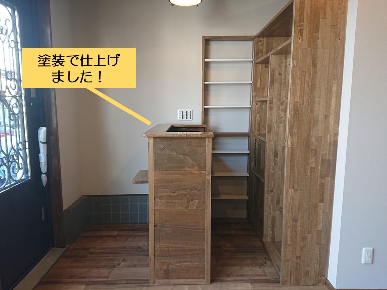 レジカウンター カウンター おしゃれ 美容室 レジ台 レジ置き 引出 店舗 美容室 サロン 受付 荷物棚 収納 棚 ラック アンティーク調 完成品受付日本製 カウンター 接客 木製 幅66 奥行35 高さ105cm別注可能商品番号35樋口木工楽天市場店