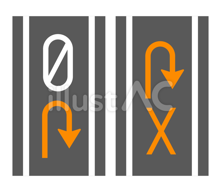 転回禁止 の標識と意味・仮免・本免・よく出る標識ふくまるの自動車教習所