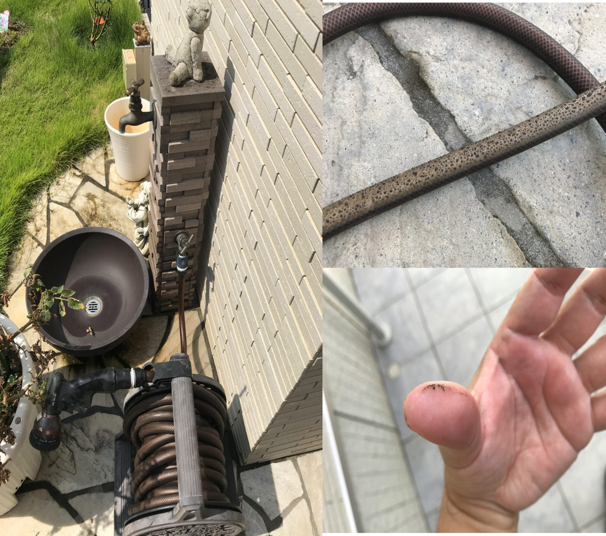 散水ホースの劣化によるベタベタ汚れ～その原因と４つの対処法を紹介！ - パパの手間いらず庭づくり＋