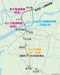 なにわ筋線 環境影響評価方法書公開 路線図