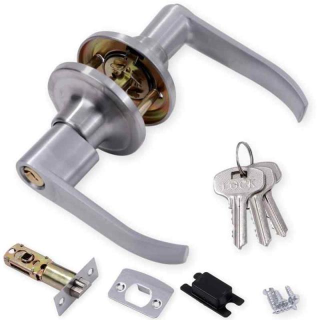 Amazonドアノブ 鍵付き レバーハンドル ドアレバー 浴室ドアノブ トイレ用 玄関ドアノブ 住宅室内用レバーハンドル 室内 ドアノブ交換鍵付き ドアレバー並行輸入品ドアノブ・ツマミ