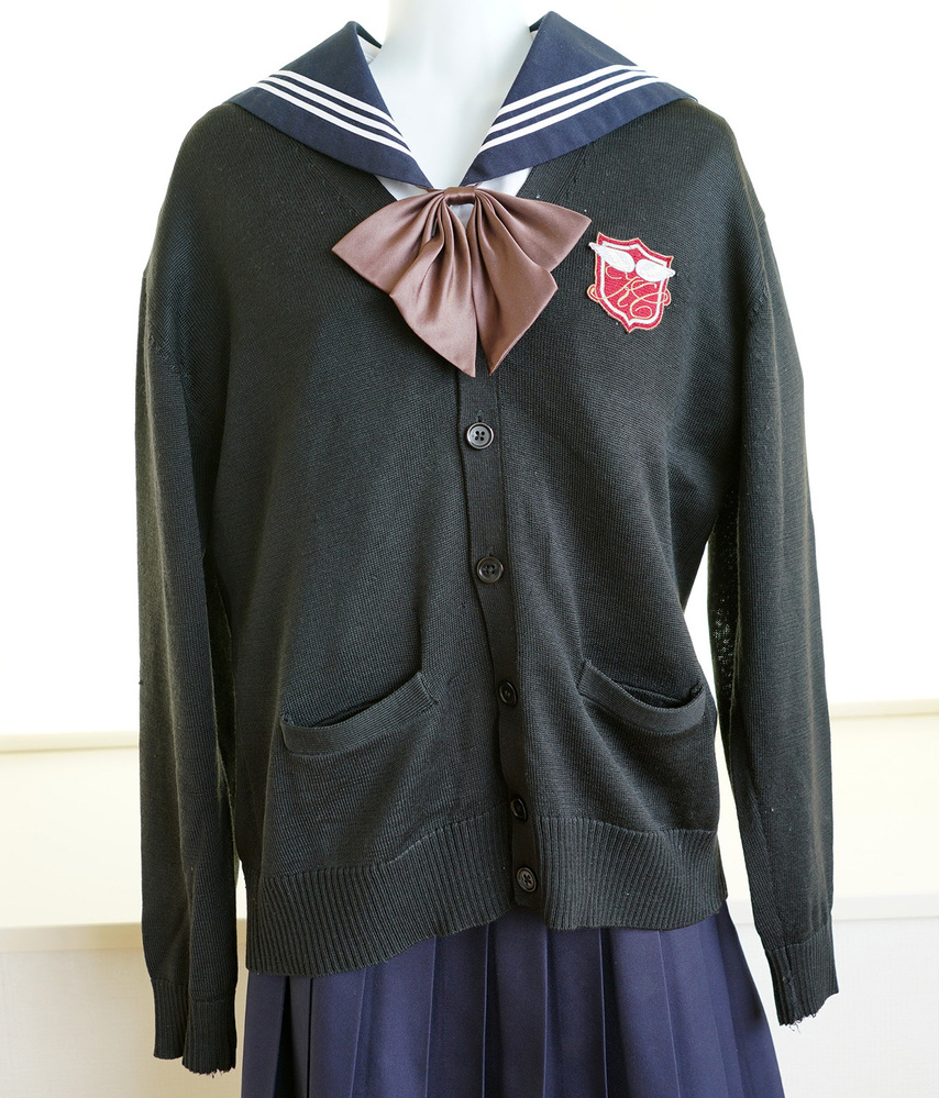 U798 S1278 中古 埼玉県 川越市立山田中学校 7点大きめ ブレザー:165B ベスト:175A ブラウス:3L スカート:W78 濃紺 丈加工あり 卒業生品