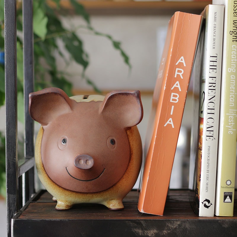 金と銀の豚の貯金箱。Pig Objet Bank雑貨kUkan