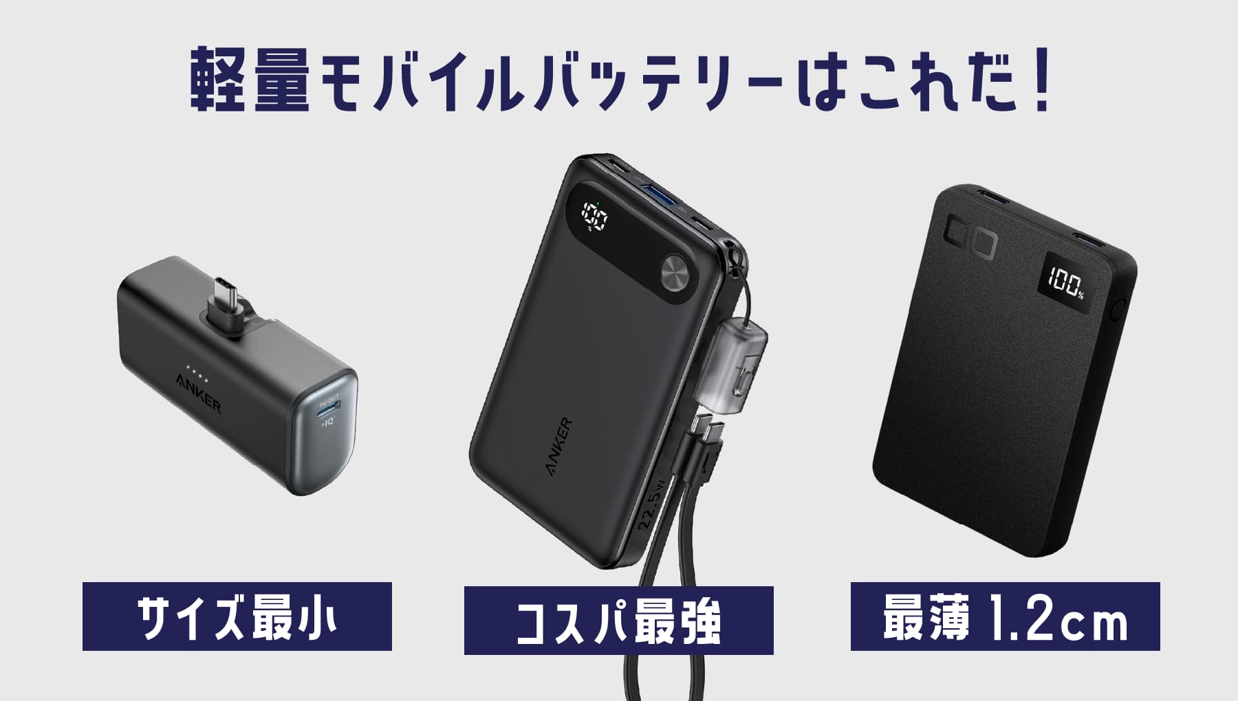 コスパ最強の10000mAh軽量モバイルバッテリーの決定版 シリコンパワーC10QC vs Anker PowerCore 10000きゅれまっ