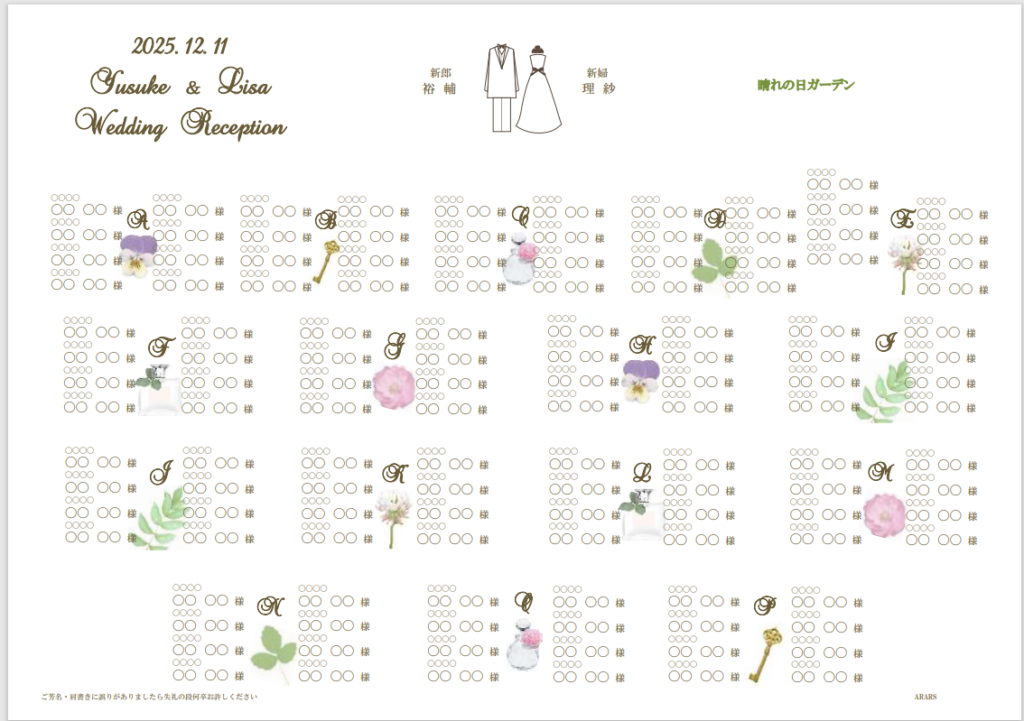 結婚式 席次表A3サイズ 簡単手作りキット フェリシア ピンク 結婚式の席次表・招待状・紙袋・引き出物袋 ペーパーアイテムムゲット