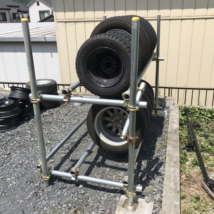 タイヤ保管ラック 単管パイプDIY工作 LABO ラボ 継手金具ジョイント直販 tankan.tv単管パイプのDIYや組み方の学習なら単管DIY ランド