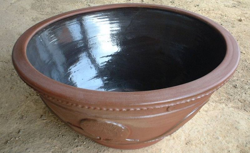 引き取り限定！壺大谷焼希少！睡蓮大型壺大谷焼きメダカディスプレイ