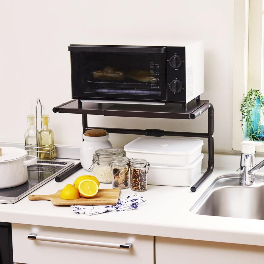 ラバーウッド天板トースターラック 洗えるバスケット付き 収納 キッチン雑貨