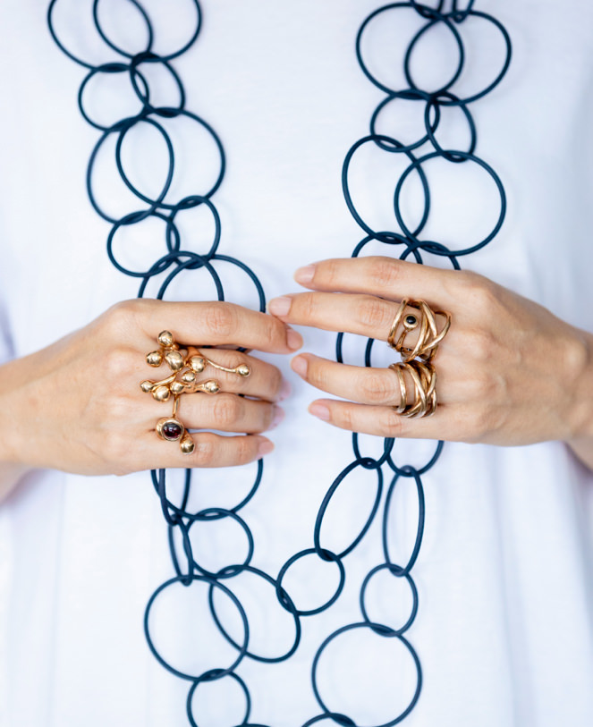 モニカカスティリオーニ MONICA CASTIGLIONI Ring:MR17130 Grey moonstone & Orangemoonstone