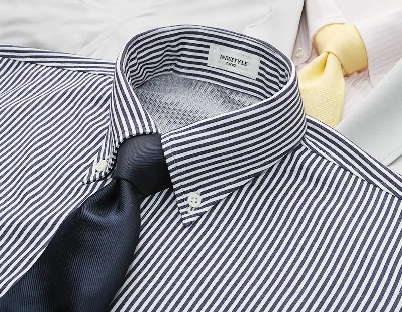 ドレスシャツ ワイシャツ 半袖 ボタンダウン ネイビー ロンドンストライプ イージーケア 綿100% 日本製 メンズ ビジネス ノーネクタイアンタイド ドレスシャツ父の日 プレゼント ブランド