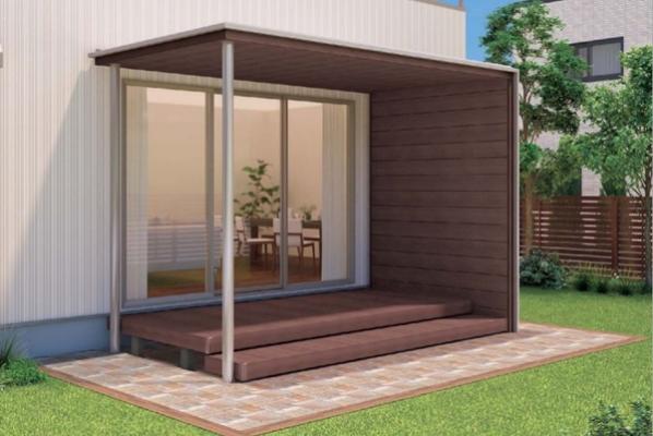 守山区 目隠しﾌｪﾝｽ ｳｯﾄﾞﾃﾞｯｷ ﾃﾗｽ屋根 Ｉ様邸外構・エクステリアなら尾張旭市の夢工房へ