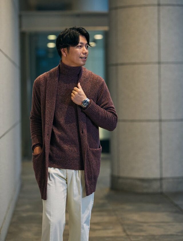 エムエフエディトリアル m.f.editorial ふわもち チェックジャガード タートルネックニット紺メンズ 長袖 ギフト プレゼントインナー トップス カジュアル 厚手 薄手 ニット ビジネス ウォッシャブル ストレッチ -靴＆ファッション通販 ロコンド〜自宅で試着、気軽