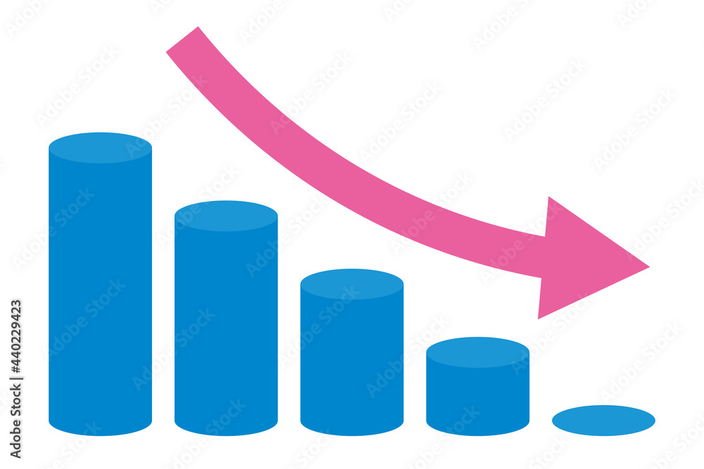 増加グラフと減少グラフの対比イラストのイラスト素材84911424- PIXTA