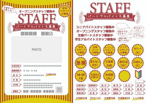 コンビニアルバイト・店員求人ポスターの素材「スタッフ募集」のテンプレート！かわいいイラス イラストボックス「プレミアム」テンプレート