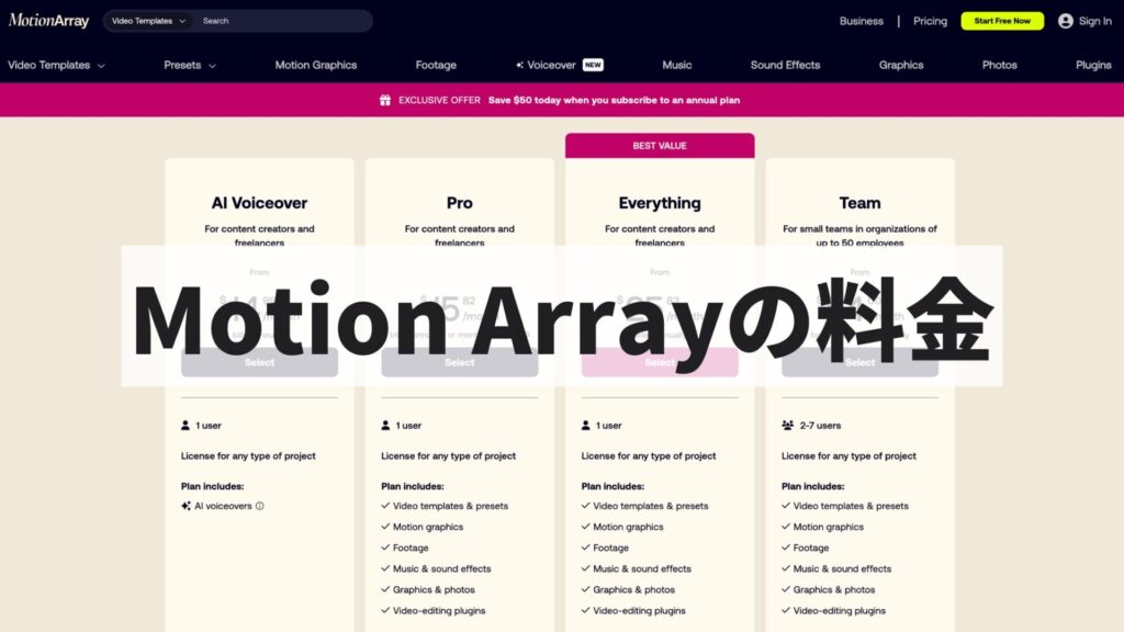 Motion Array モーションアレイ とは？特徴や使い方、料金を徹底解説